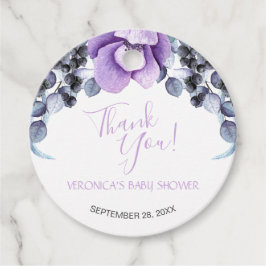 Etiquetas Para Lembrancinhas Chá de fraldas Floral Purple De Aquarela Obrigado