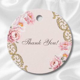 Etiquetas Para Lembrancinhas Chá de fraldas Floral Rosa Peony Rococo Obrigado