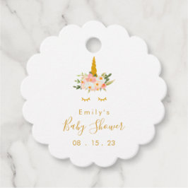 Etiquetas Para Lembrancinhas Chá de fraldas Floral Unicorn Dourado