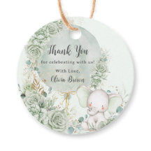 Chá de fraldas Neutro de Elefante Floral Verde Sag