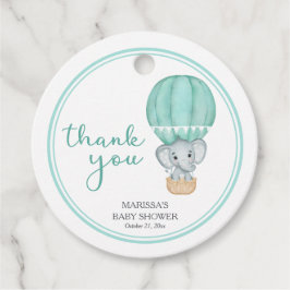 Etiquetas Para Lembrancinhas Chá de fraldas Neutro de Gênero do Elefante Verde