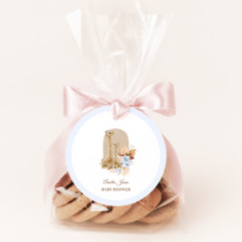 Etiquetas Para Lembrancinhas Chá de fraldas Ninho Azul Pampas Grass Giraffe