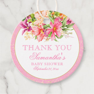 Etiquetas Para Lembrancinhas Chá de fraldas Obrigado Chic Flowers Buquê Rosa