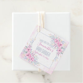 Etiquetas Para Lembrancinhas Chá de fraldas Obrigado Flores Rosa Aquarela