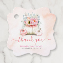 Etiquetas Para Lembrancinhas Chá de fraldas Pumpkins Floral Cor-de-Rosa Blush O