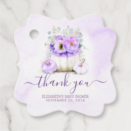 Etiquetas Para Lembrancinhas Chá de fraldas Purple Floral Pumpkins Obrigado