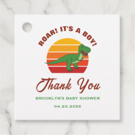 Etiquetas Para Lembrancinhas Chá de fraldas Retro Sunset Dinossaur Roar É Um Me