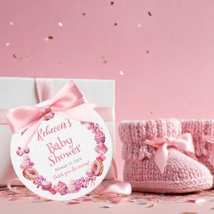 Etiquetas Para Lembrancinhas Chá de fraldas Rosa Candy Frame Girl