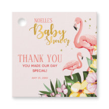 Chá de fraldas Rosa Flamingo Dourado Tropical