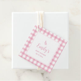 Etiquetas Para Lembrancinhas Chá de fraldas Rosa Gingham Girl Obrigado Por Ter 