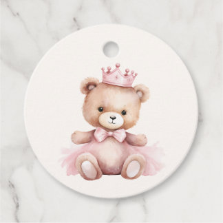 Etiquetas Para Lembrancinhas Chá de fraldas Rosa Princesa Bear Obrigado