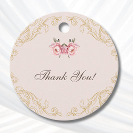 Etiquetas Para Lembrancinhas Chá de fraldas Rosa Rococo Vintage Peony Obrigado