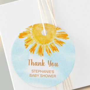 Etiquetas Para Lembrancinhas Chá de fraldas Sunshine Obrigado