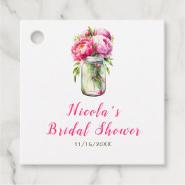 Etiquetas Para Lembrancinhas Chá de Noiva com Jarrão de Peônias Rosa