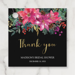 Etiquetas Para Lembrancinhas Chá de Noiva de Natal com Poinsettia Rosa