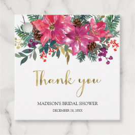 Etiquetas Para Lembrancinhas Chá de Noiva de Natal com Poinsettia Rosa