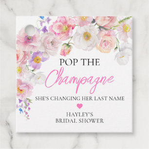 Etiquetas Para Lembrancinhas Chá de Noiva Eloise Floral Pop the Champagne