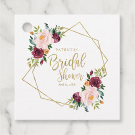 Etiquetas Para Lembrancinhas Chá de Noiva Floral Bege Bordeaux Geométrico