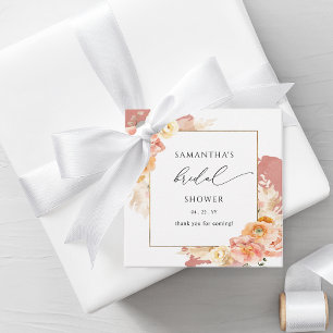Etiquetas Para Lembrancinhas Chá de Noiva Floral Elegante em Pêssego e Ferrugem
