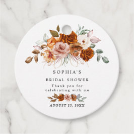 Etiquetas Para Lembrancinhas Chá de Noiva Floral em Terracota Laranja Queimado