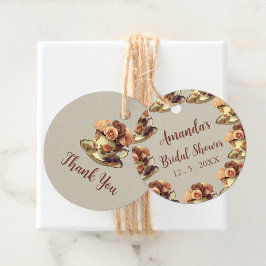 Etiquetas Para Lembrancinhas Chá de Noiva Vintage Dourado Floral Festa de Chá