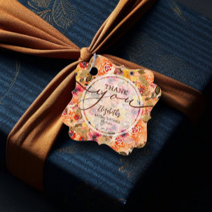 Etiquetas Para Lembrancinhas Chá de panela das Flores de Outono Elegante Obriga