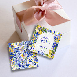 Etiquetas Para Lembrancinhas Chá de panela de Limões Azulejos Azuis do Mosaico