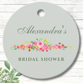 Etiquetas Para Lembrancinhas Chá de panela de Peony Rosa Verde-Blush