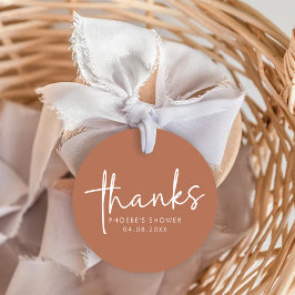 Etiquetas Para Lembrancinhas Chá de panela de Script Minimalista do Terracotta