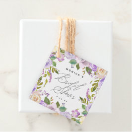 Etiquetas Para Lembrancinhas Chá de panela Floral Duplo Lado Elegante Roxo