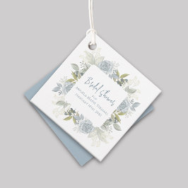 Etiquetas Para Lembrancinhas Chá de panela Floral Elegante Rosas Azuis Dusty