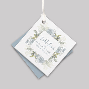Etiquetas Para Lembrancinhas Chá de panela Floral Elegante Rosas Azuis Dusty