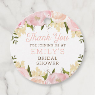 Etiquetas Para Lembrancinhas Chá de panela Floral Rosa Obrigado Marca Favorável