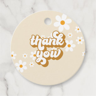 Etiquetas Para Lembrancinhas Chá de panela Retro Daisy Groovy