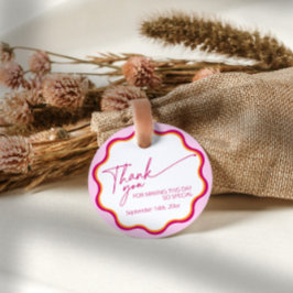 Etiquetas Para Lembrancinhas Chá de panela rosa e laranja Wavy Borde Obrigado