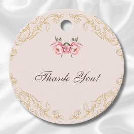 Etiquetas Para Lembrancinhas Chá de panela Rosa Rococo Vintage Peony Obrigado