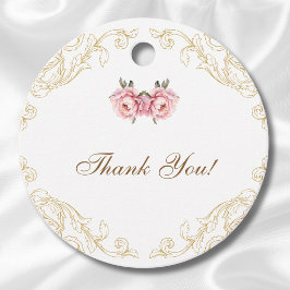 Etiquetas Para Lembrancinhas Chá de panela Rosa Rococo Vintage Peony Obrigado