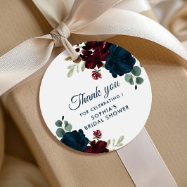 Etiquetas Para Lembrancinhas Chá de panela Russo de Flores de Burgundy e Marinh