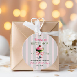 Etiquetas Para Lembrancinhas Chá Verde Perfeito com Laço Rosa de Morango Retro