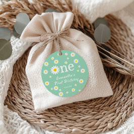 Etiquetas Para Lembrancinhas Chamomile Floral Green Watercolor Primeiro Anivers