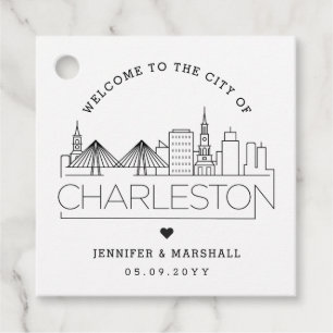 Etiquetas Para Lembrancinhas Charleston Skyline Favor de Boas-Vindas do Casam