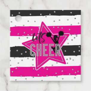 Etiquetas Para Lembrancinhas Cheerleading Rosa Prata Preto Cheer Aniversário
