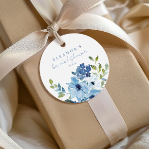 Etiquetas Para Lembrancinhas Chic Azul Claro Floral Floral Chá de Noiva em Aqua