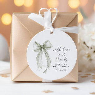 Etiquetas Para Lembrancinhas Chic Bow Aquarela Chá de Noiva Obrigado