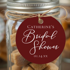 Etiquetas Para Lembrancinhas Chic Burgundy Chá de Noiva Personalizado Festa