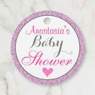 Etiquetas Para Lembrancinhas Chic e Glam Rosa Lilás Roxo Brilho Baby Shower