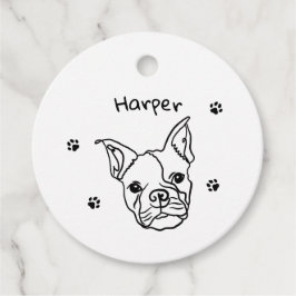 Etiquetas Para Lembrancinhas Chic French Bulldog Line Art: Edite seu texto