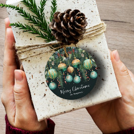 Etiquetas Para Lembrancinhas Chic Gold and Green Christmas Tree Ornaments