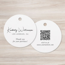 Chic Script Business QR Code Thank You Gift Tag