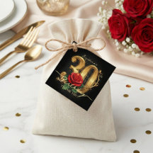 Chique Preto Dourado Rosa Vermelha 30º Aniversário